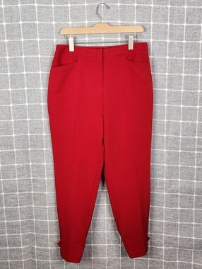 NY&Co. Red Tailored Ankle Pants with Back Strap
